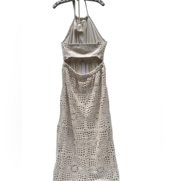 House of Harlow 1960 Ivory Crochet Knit Halter Cutout Back Maxi Dress NWOT - Picture 5 of 12